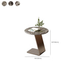 Table d'appoint contemporaine en forme de C, en pierre et acier inoxydable