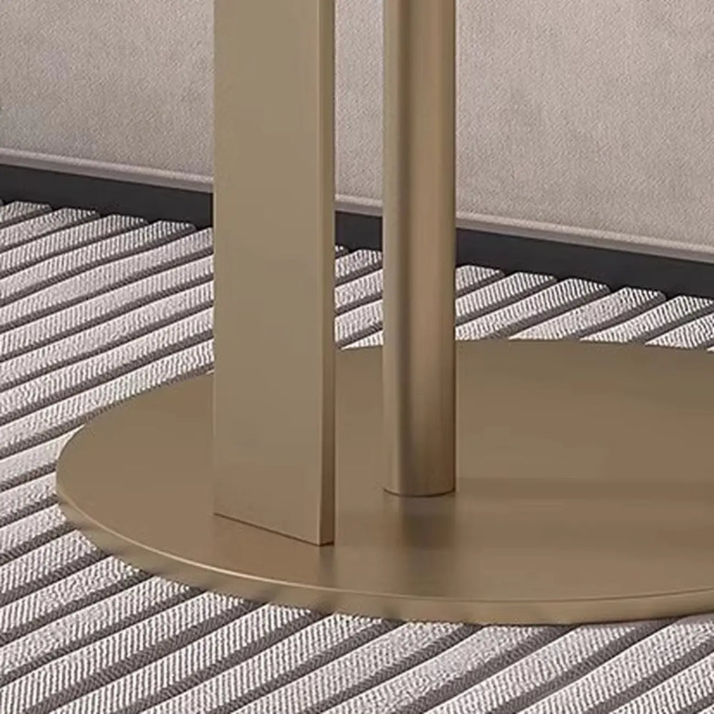 Table d'appoint moderne en acier avec plateau rond en pierre frittée et forme en C