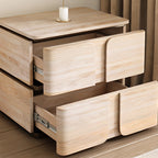 Table de chevet Art Déco avec plateau en bois et deux tiroirs