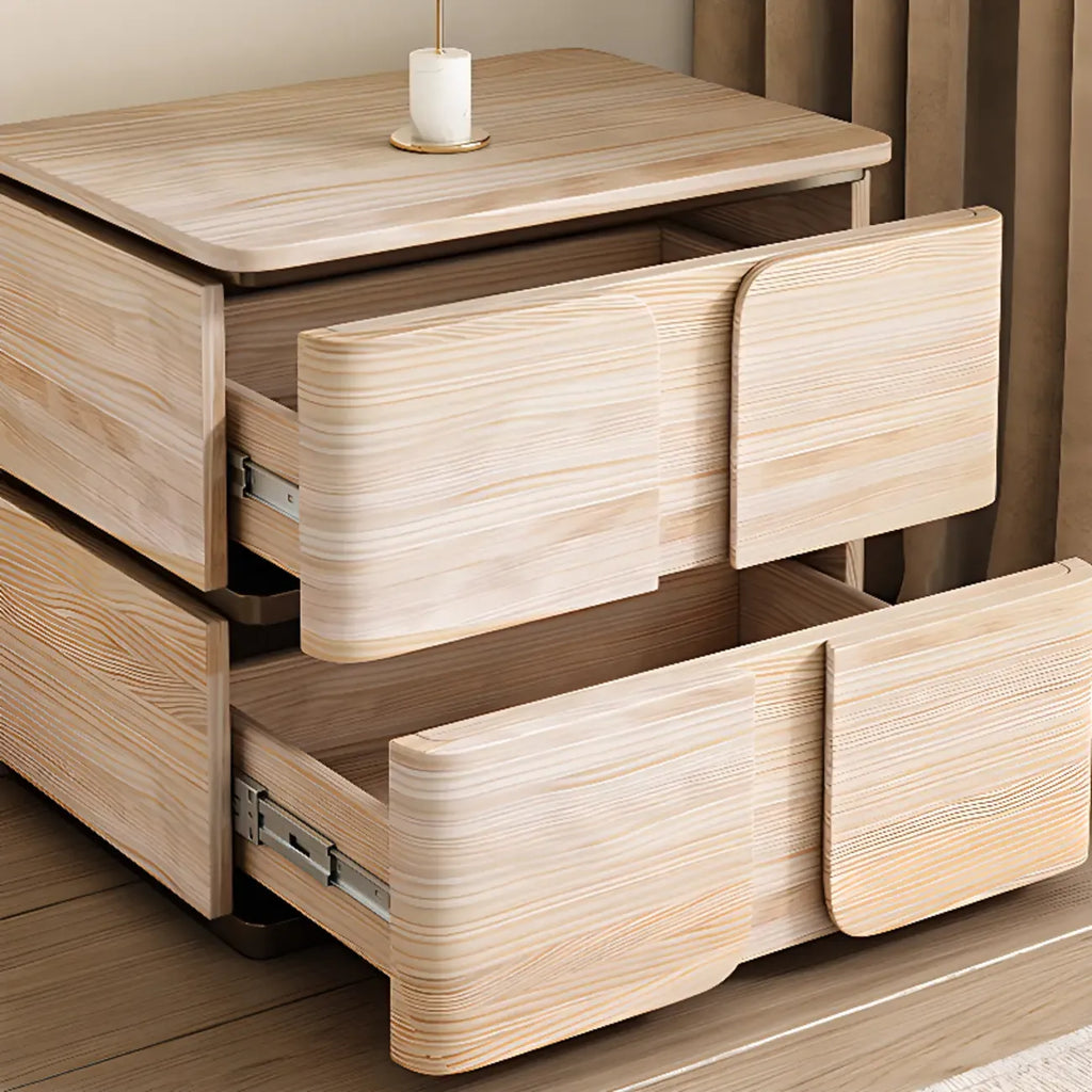 Table de chevet Art Déco avec plateau en bois et deux tiroirs