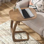 Table d'appoint minimaliste en bois naturel en forme de C pour salon