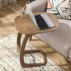 Table d'appoint minimaliste en bois naturel en forme de C pour salon