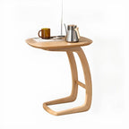 Table d'appoint minimaliste en bois naturel en forme de C pour salon