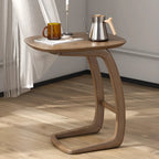 Table d'appoint minimaliste en bois naturel en forme de C pour salon