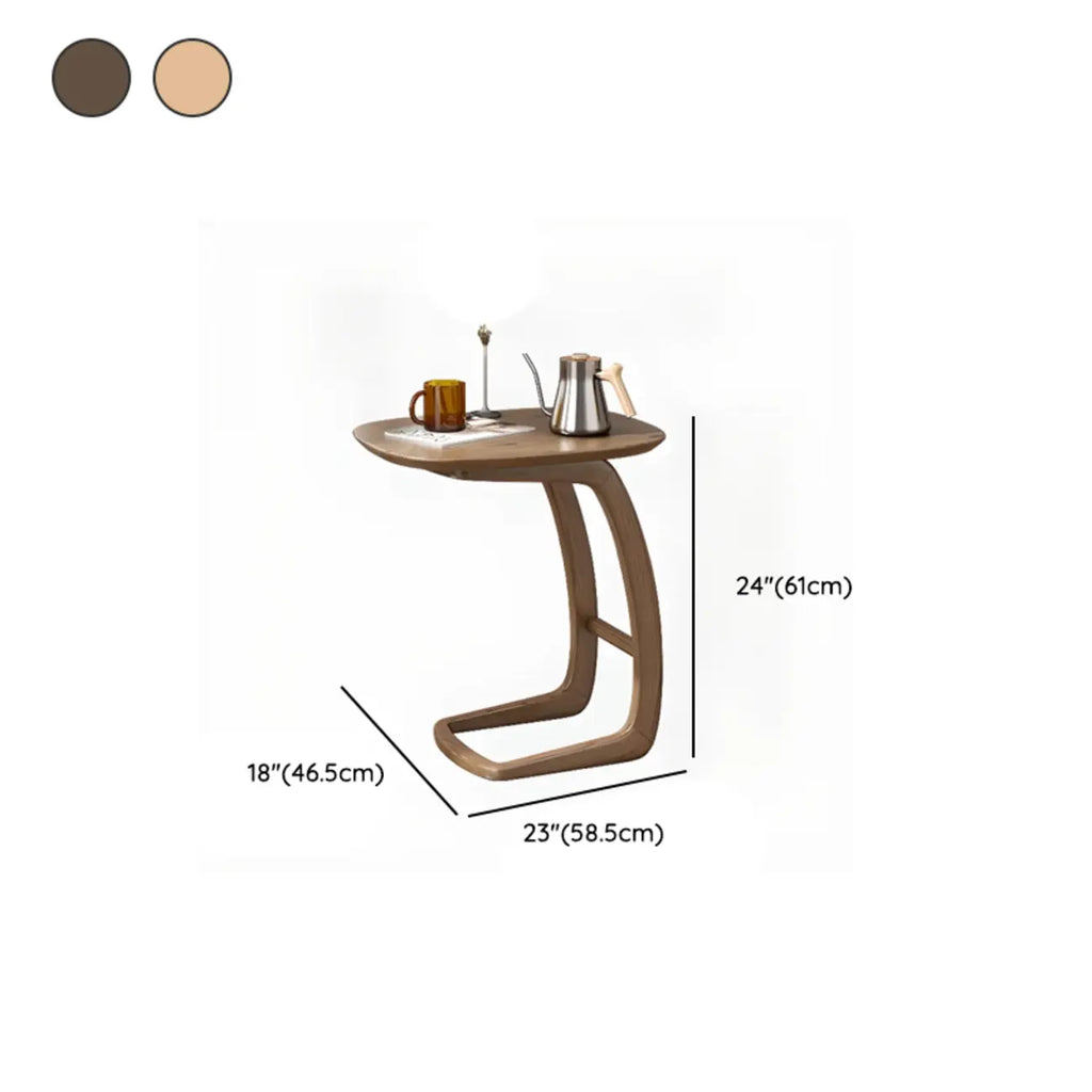 Table d'appoint minimaliste en bois naturel en forme de C pour salon