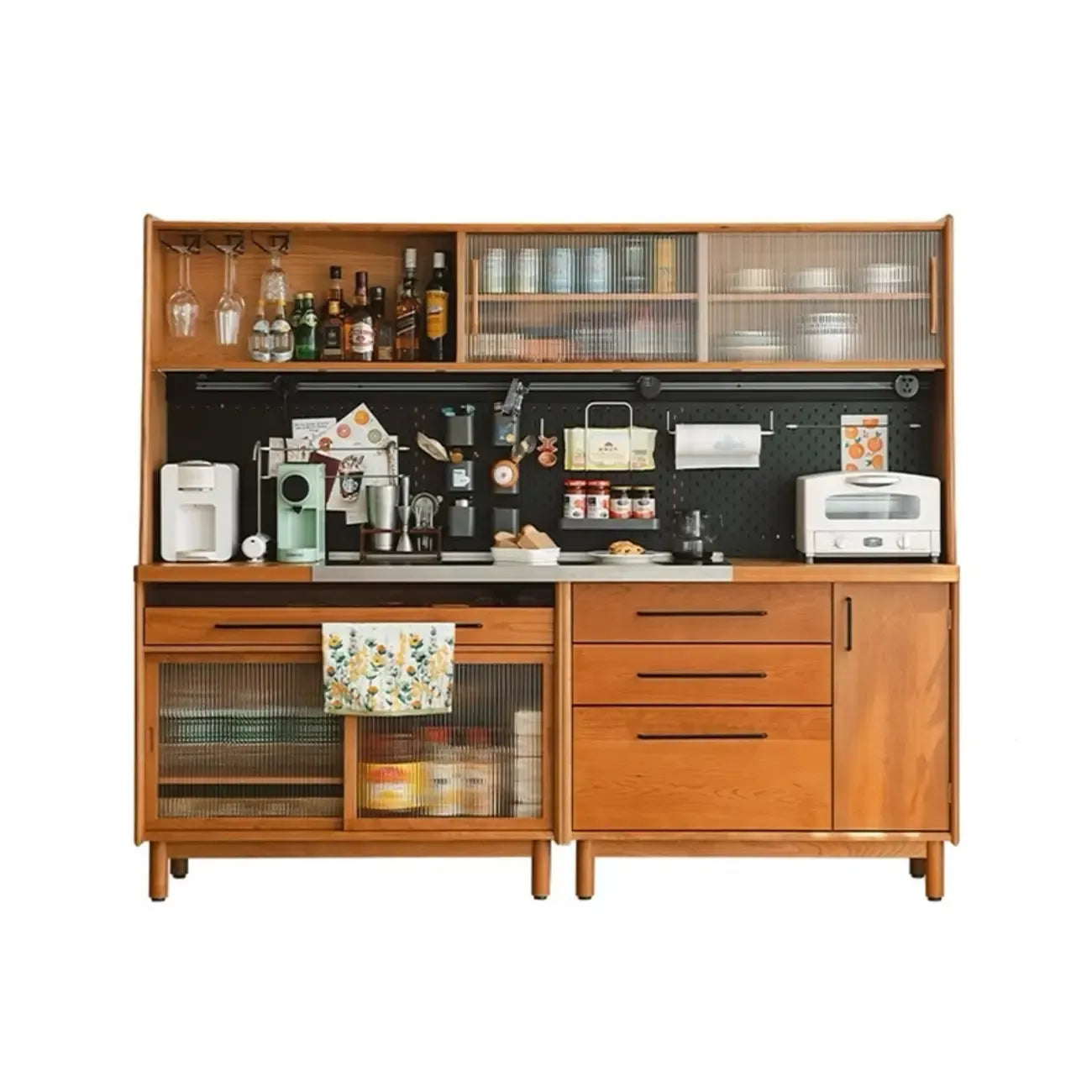 Armoire de rangement de cuisine moderne en merisier et pin