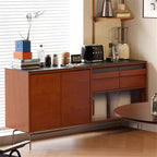 Buffet moderne avec portes coulissantes en pin et merisier