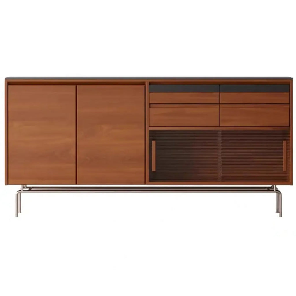 Buffet moderne avec portes coulissantes en pin et merisier