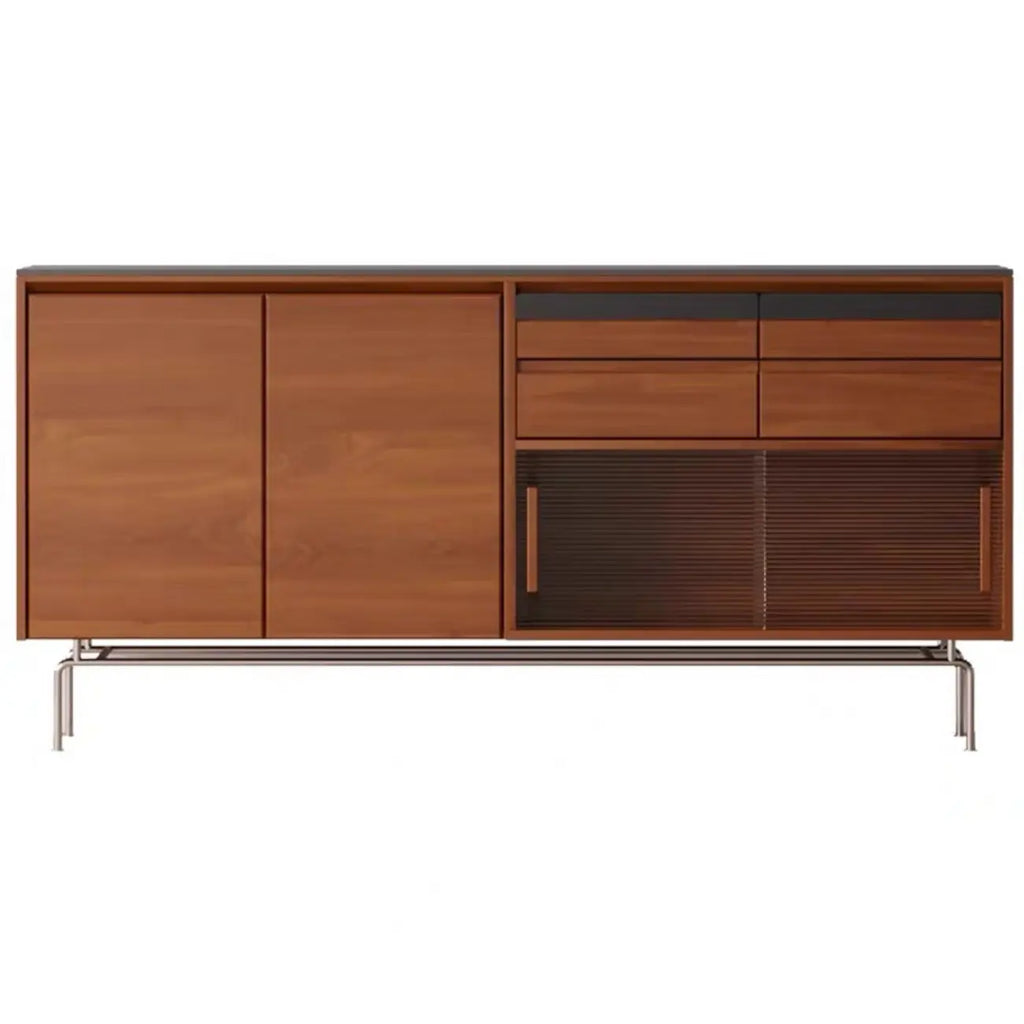 Buffet moderne avec portes coulissantes en pin et merisier