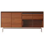 Buffet moderne avec portes coulissantes en pin et merisier