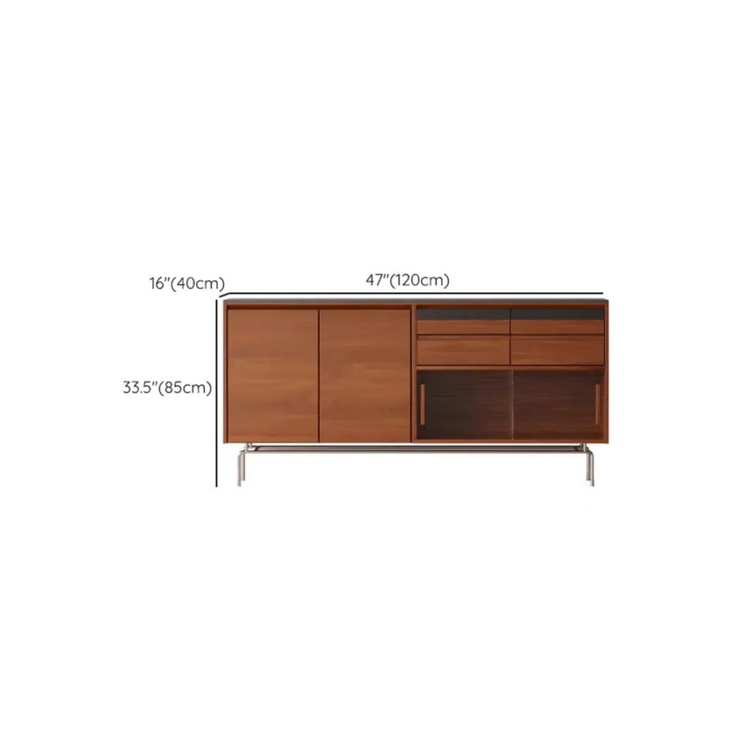 Buffet moderne avec portes coulissantes en pin et merisier