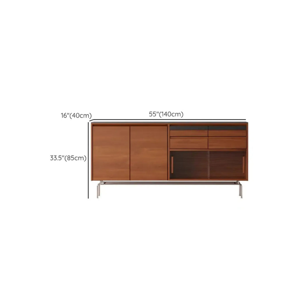 Buffet moderne avec portes coulissantes en pin et merisier