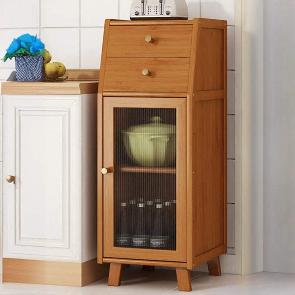 Buffet étroit moderne en bambou avec de nombreux rangements