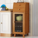 Buffet étroit moderne en bambou avec de nombreux rangements