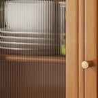 Buffet étroit moderne en bambou avec de nombreux rangements