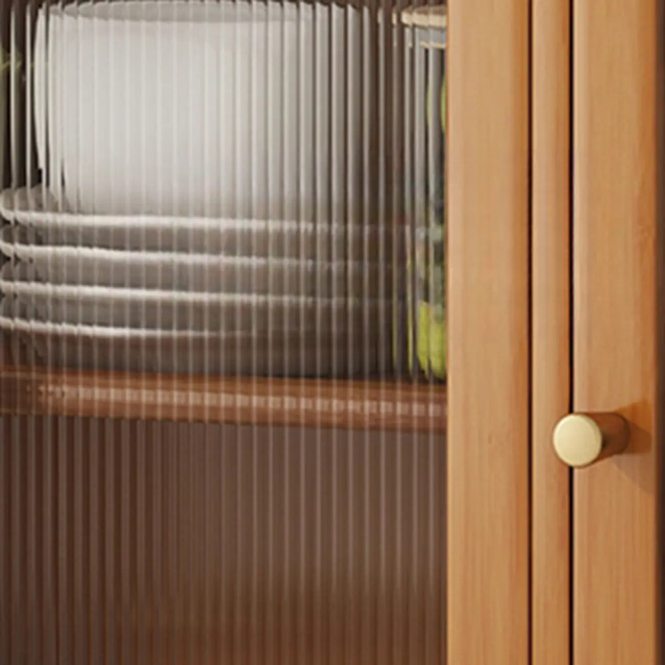 Buffet étroit moderne en bambou avec de nombreux rangements
