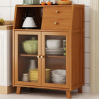 Buffet étroit moderne en bambou avec de nombreux rangements