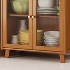 Buffet étroit moderne en bambou avec de nombreux rangements