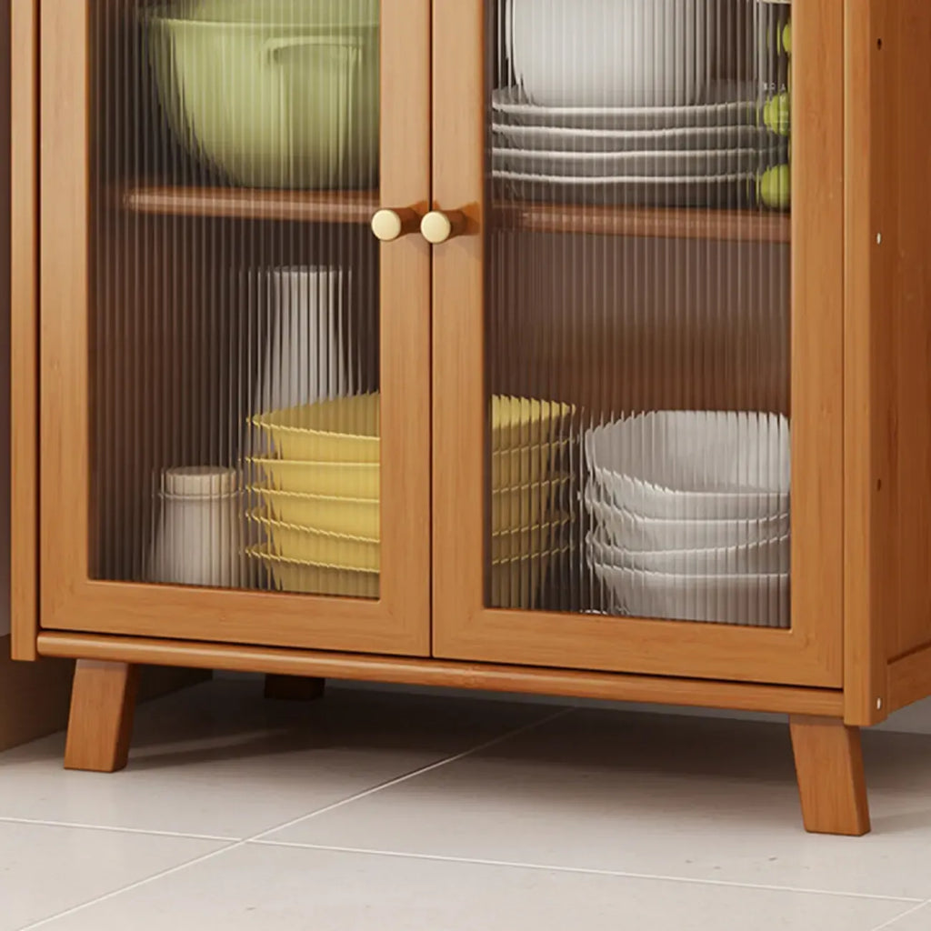 Buffet étroit moderne en bambou avec de nombreux rangements