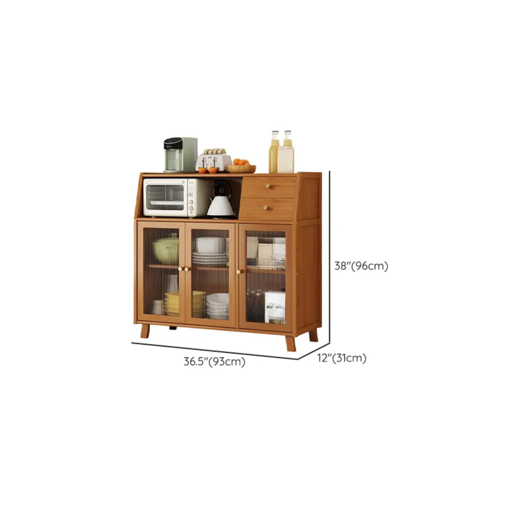 Buffet étroit moderne en bambou avec de nombreux rangements