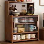 Buffet étroit moderne en bambou avec comptoir en bois