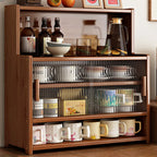 Buffet étroit moderne en bambou avec comptoir en bois