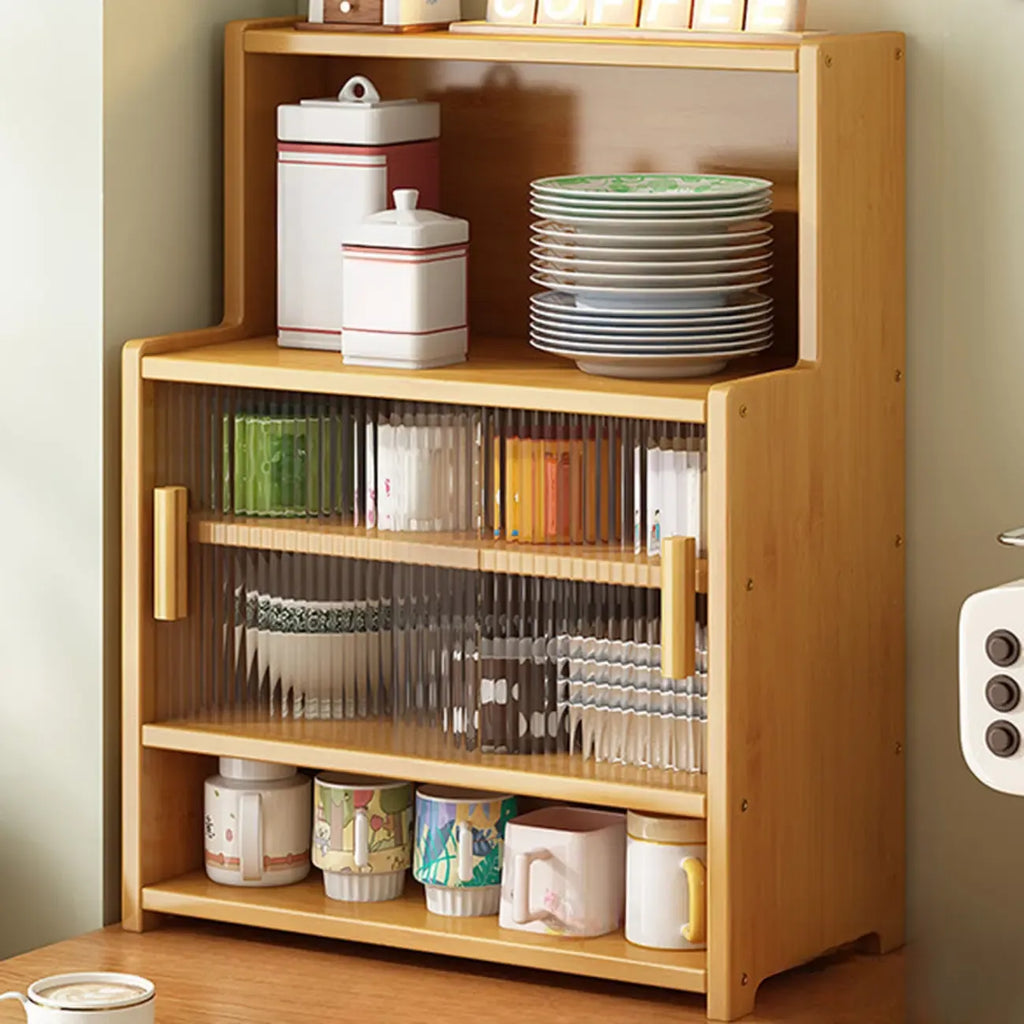 Buffet étroit moderne en bambou avec comptoir en bois