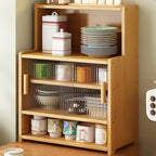 Buffet étroit moderne en bambou avec comptoir en bois