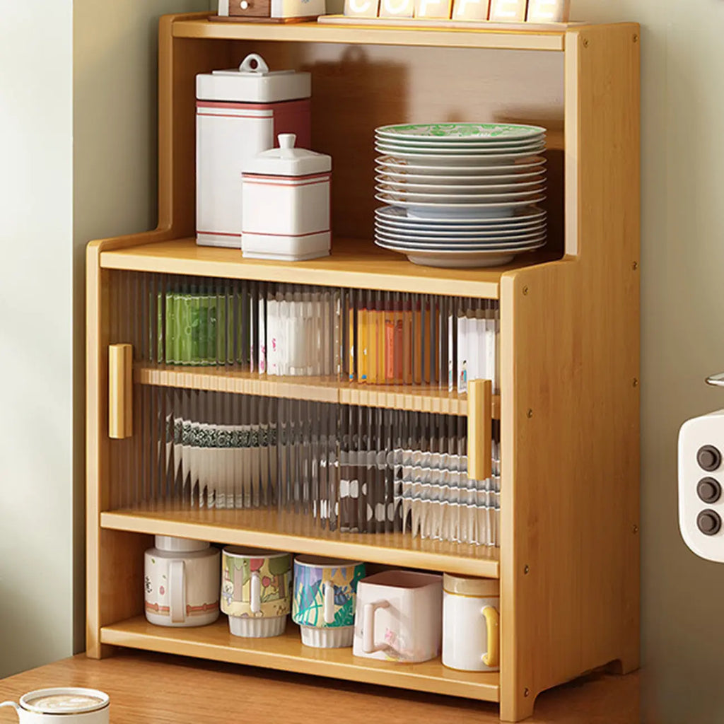 Buffet étroit moderne en bambou avec comptoir en bois
