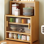 Buffet étroit moderne en bambou avec comptoir en bois