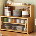 Buffet étroit moderne en bambou avec comptoir en bois
