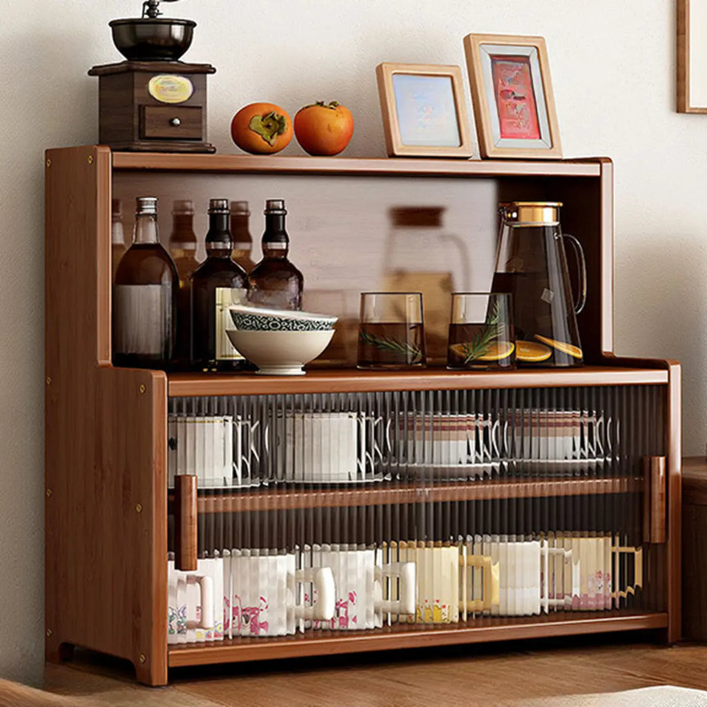 Buffet étroit moderne en bambou avec comptoir en bois