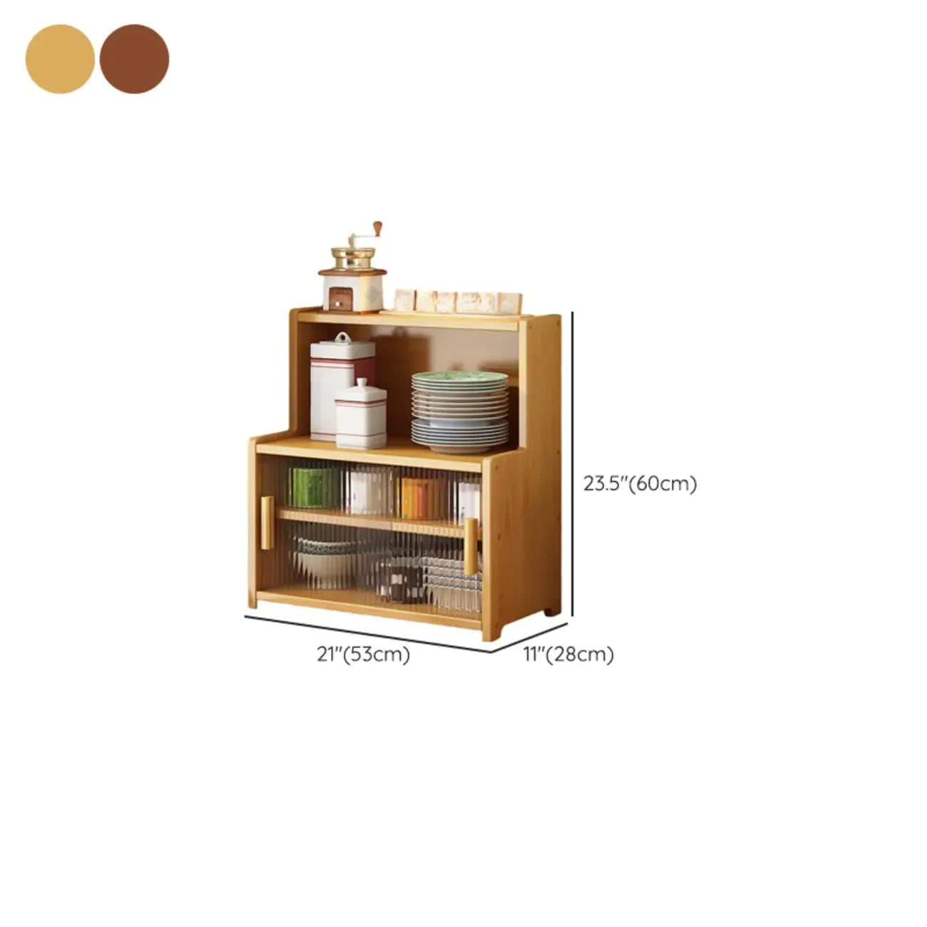Buffet étroit moderne en bambou avec comptoir en bois