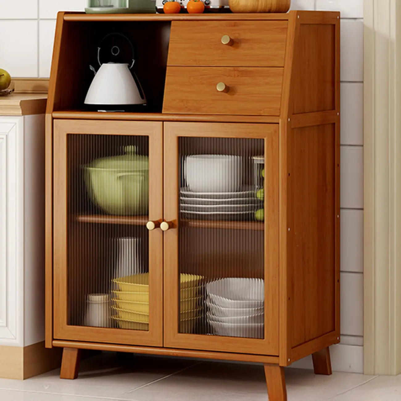 Buffet étroit moderne en bambou