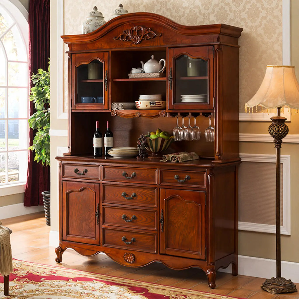 Buffet moderne en bois brun avec étagères réglables