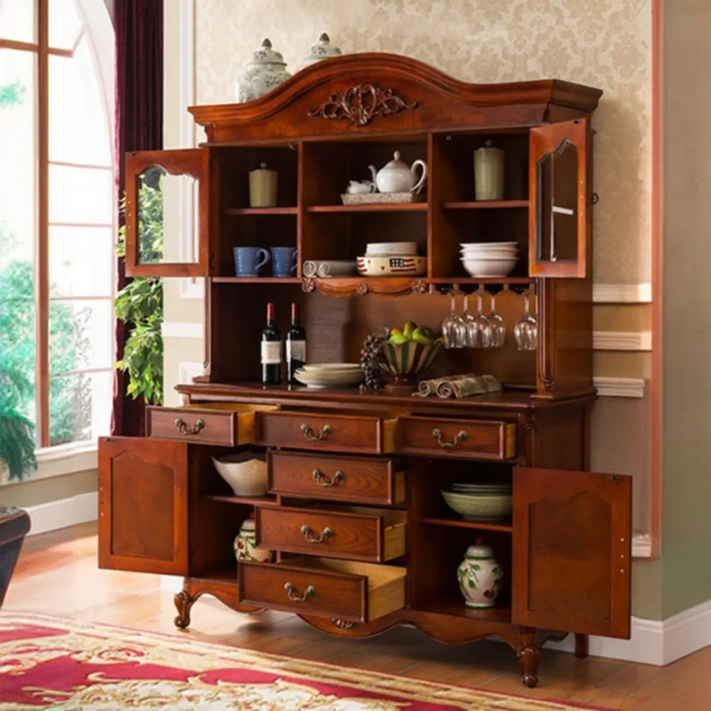 Buffet moderne en bois brun avec étagères réglables