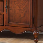 Buffet moderne en bois brun avec étagères réglables