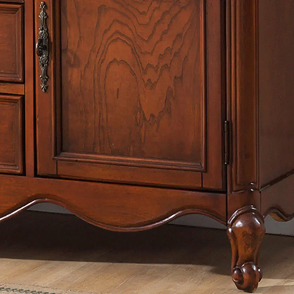 Buffet moderne en bois brun avec étagères réglables