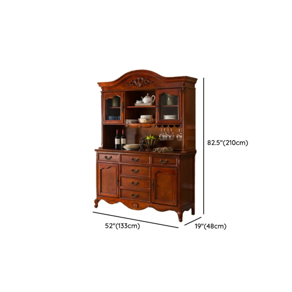 Buffet moderne en bois brun avec étagères réglables