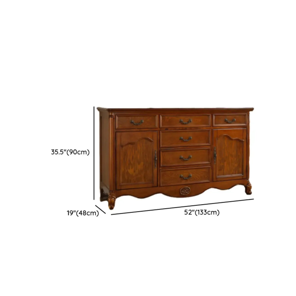Buffet moderne en bois brun avec étagères réglables