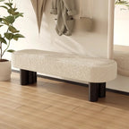 Banc de chambre moderne beige capitonné avec structure en métal