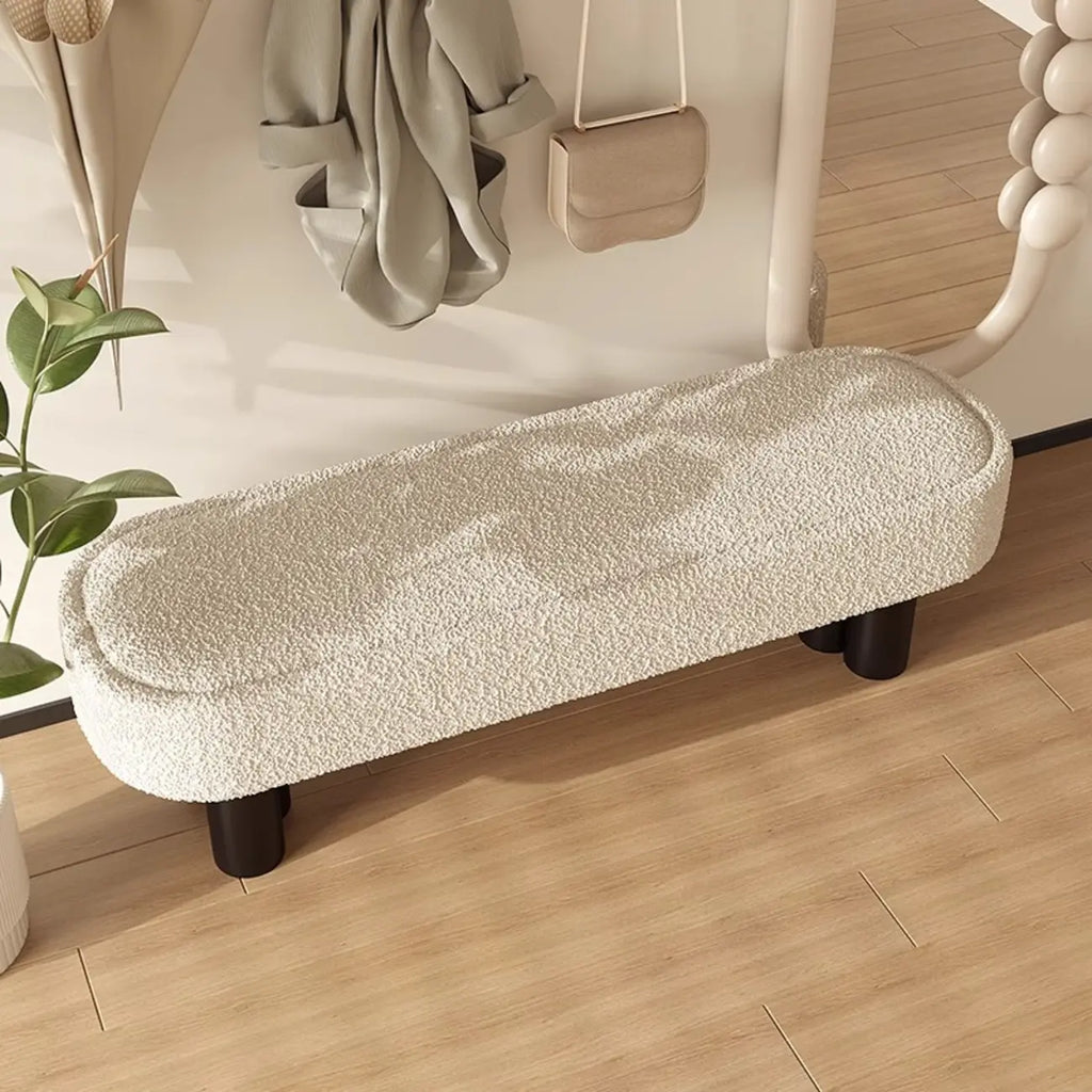 Banc de chambre moderne beige capitonné avec structure en métal
