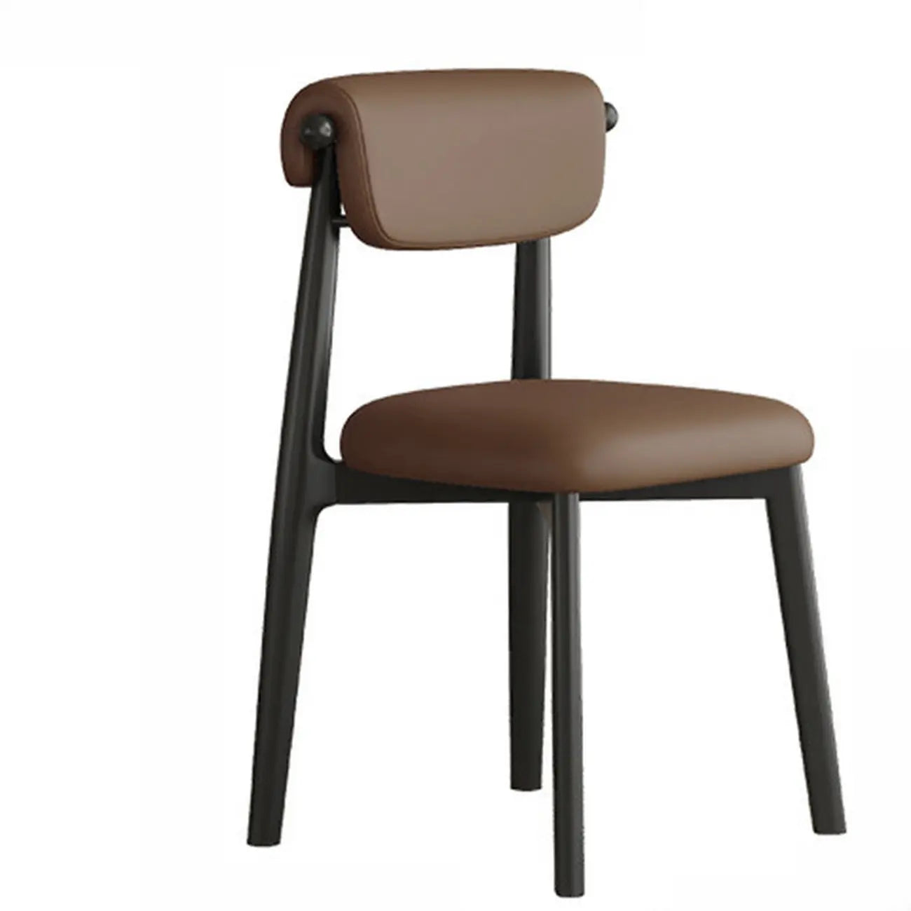 Chaise de salle à manger élégante à dossier bas, revêtue de similicuir.