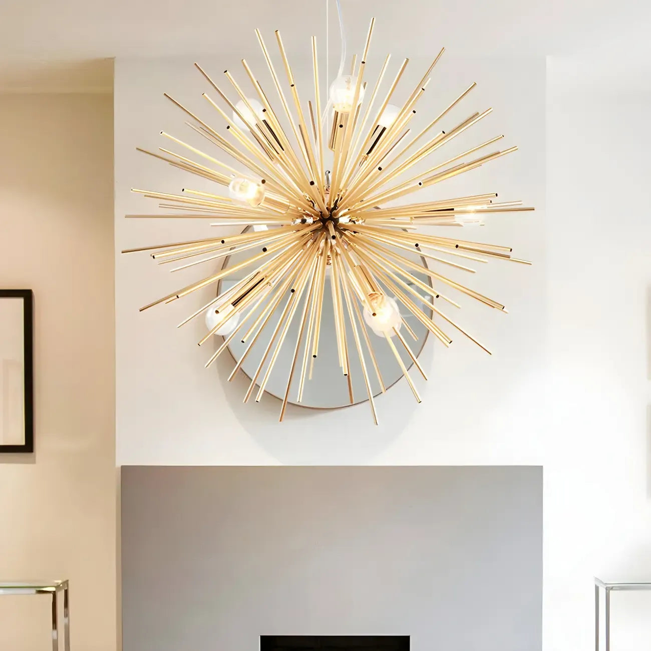 Lustre Sputnik moderne doré à effet étoile