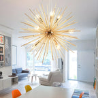 Lustre Sputnik moderne doré à effet étoile