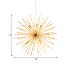 Lustre Sputnik moderne doré à effet étoile