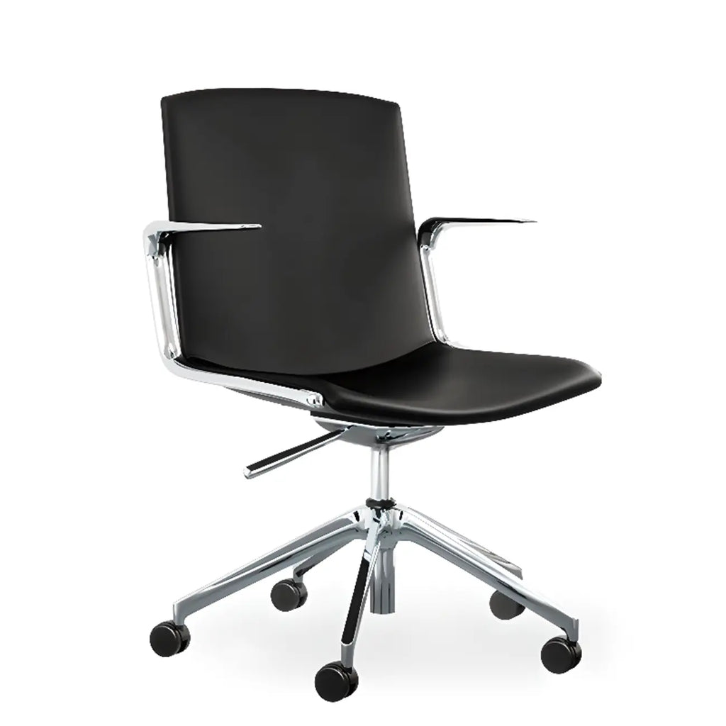 Chaise de bureau moderne en cuir avec accoudoirs pivotants réglables