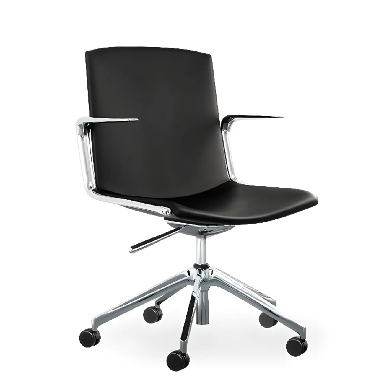 Chaise de bureau moderne en cuir avec accoudoirs pivotants réglables