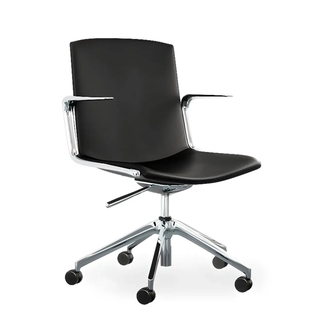 Chaise de bureau moderne en cuir avec accoudoirs pivotants réglables