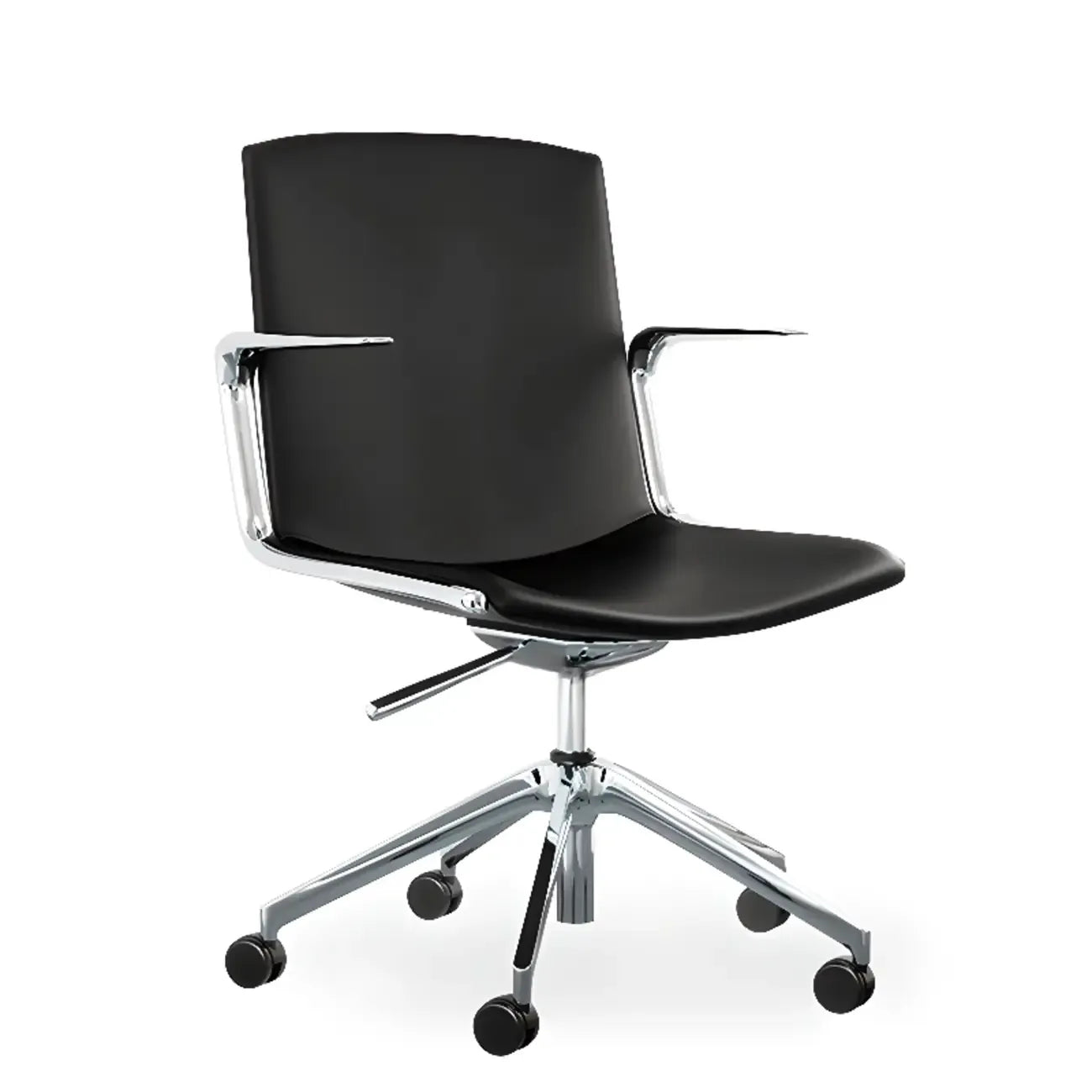 Chaise de bureau moderne en cuir avec accoudoirs pivotants réglables